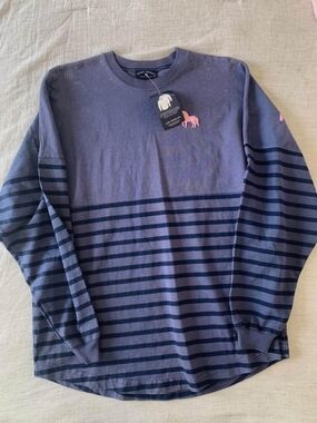 Spirit Jersey Pink Pony Mackinac Navy Blue Pink  Striped